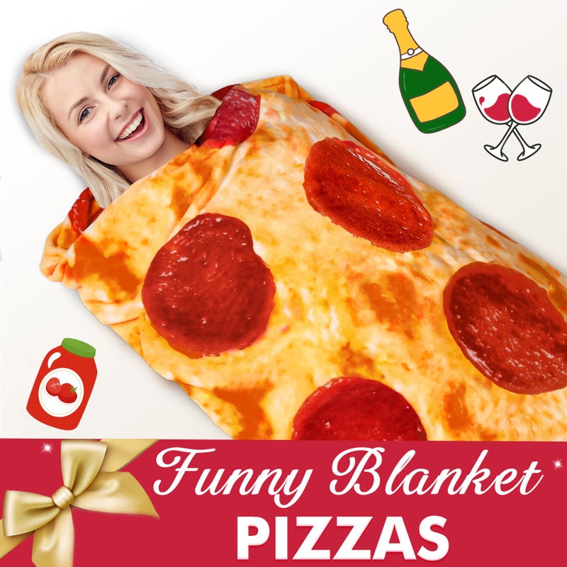 Jorbest Pizza Blanket Adult Size 80 Inches Birthday Gifts for Women Men Mom Teen Boys Girls, Novelty Pizza Throw Blanket Funny Gifts for Adult and Kids, 285 GSM Soft Flannel Fun Food Blanket (Red) - Image 4